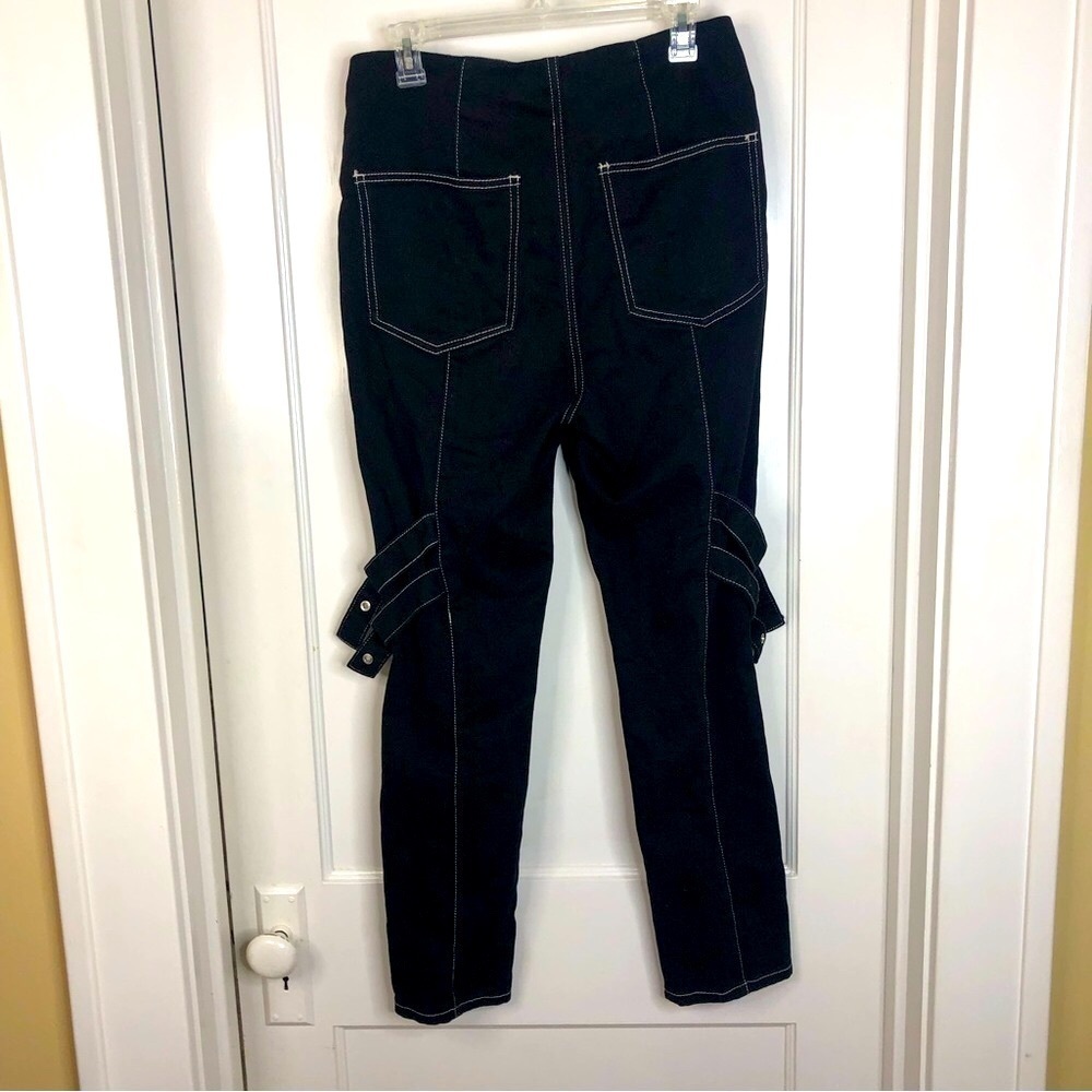 WeWoreWhat Bowery Pant Denim w Buckle Details in Black Danielle Bernstein sz 29 - Picture 5 of 14